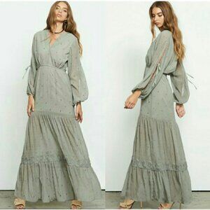 💕STEVIE MAY💕 The Sleepers Dress Sage Green Small Billow Sleeves Boho Chic